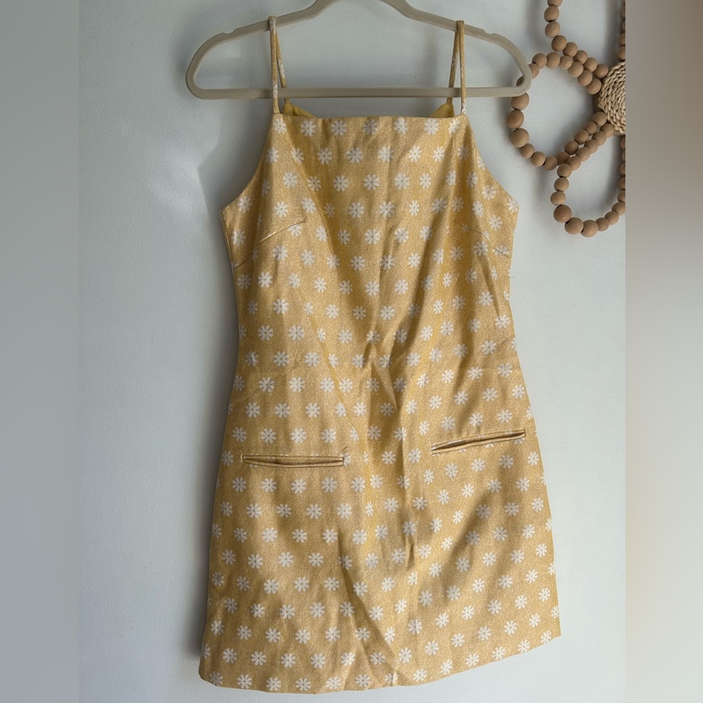 AUREUM Yellow Floral Mini Dress size M